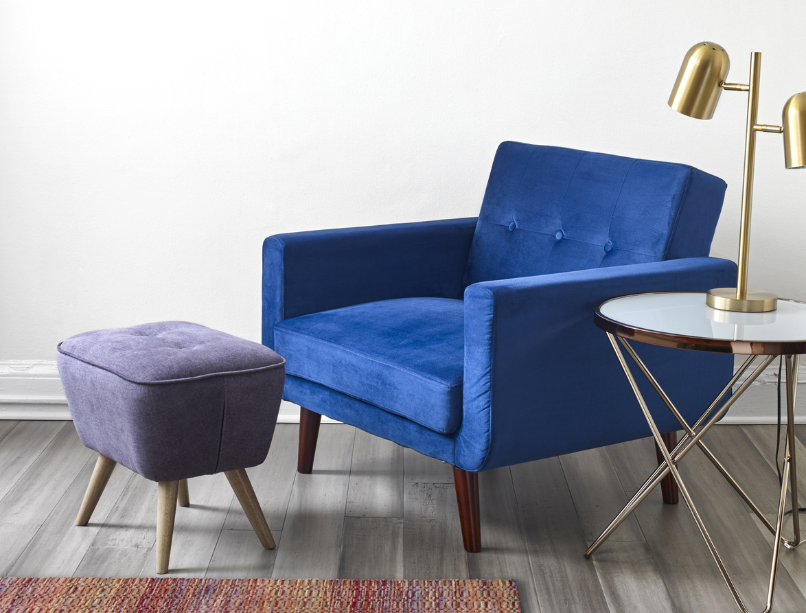 Colorful accent chair and ottoman