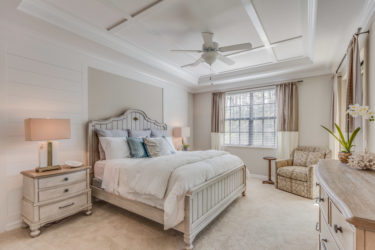 fully furnished bedroom with traditional-style furniture set