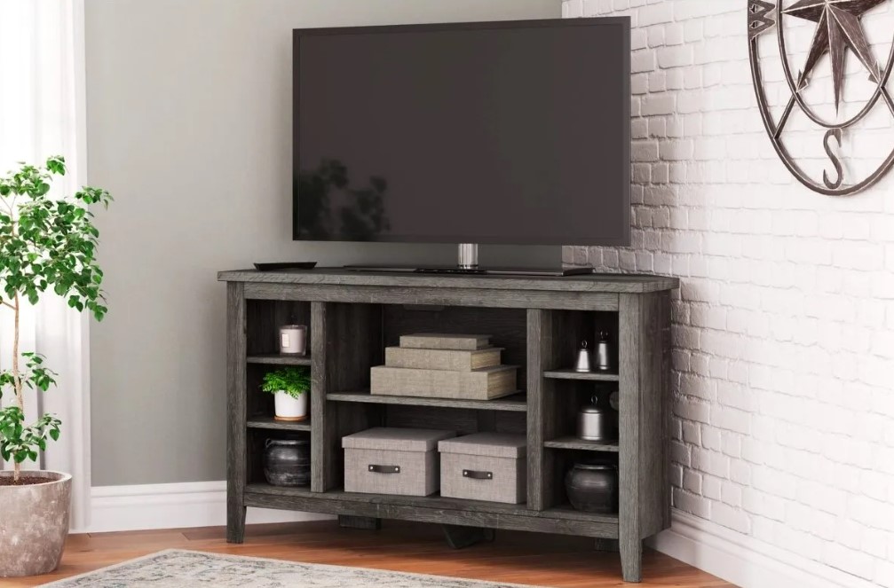 Signature Design by Ashley Arlenbry Gray Corner TV Stand