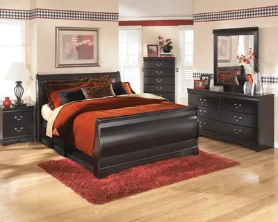 Vineyard 3 Piece Black Queen Sleigh Bed Set
