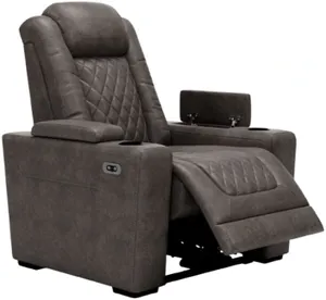 HyllMont Gray Power Recliner with Adjustable Headrest