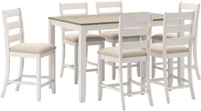 Signature Design 7 Piece Light Brown White Dining Set