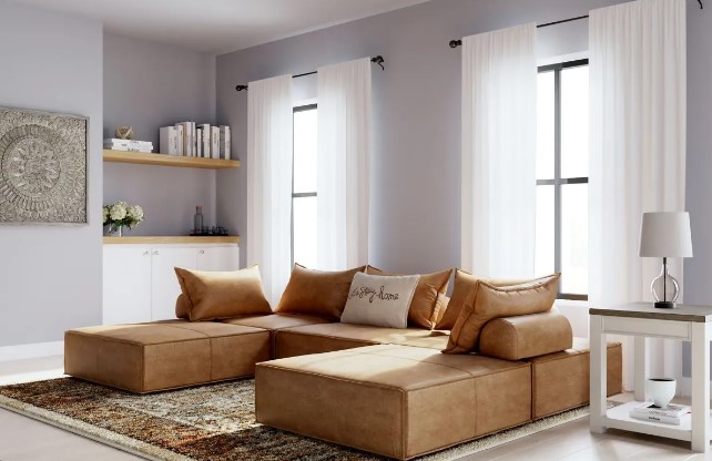 brown u shape sectional