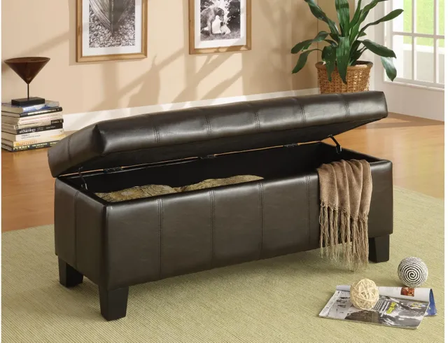 Homelegance Clair storage ottoman with its top open