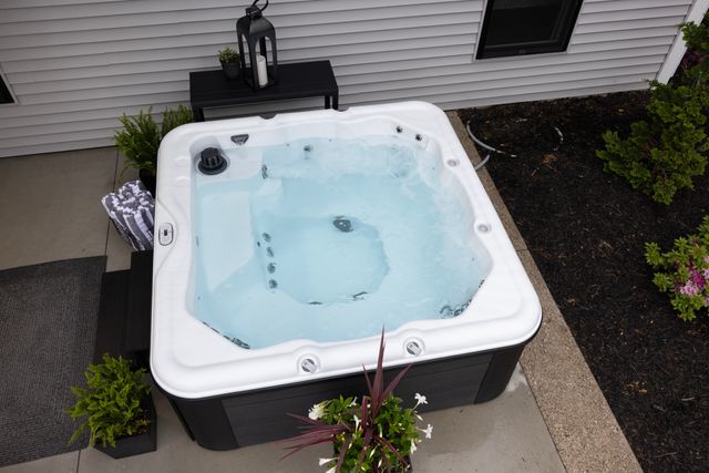 Top view of a Nordic swim spa with the cover off