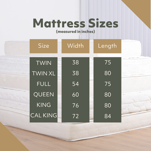 A mattress size chart