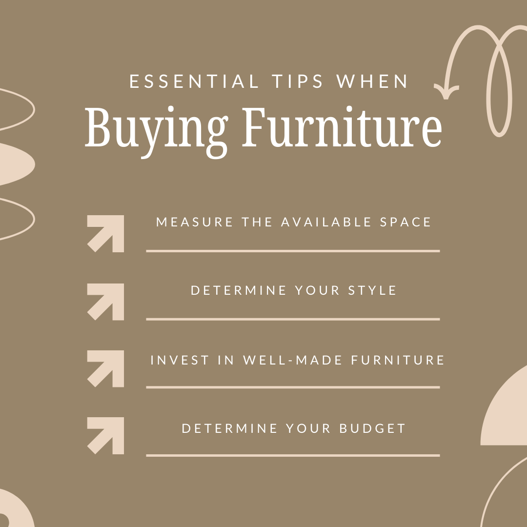 A graphic guide with tips on what to do before buying furniture