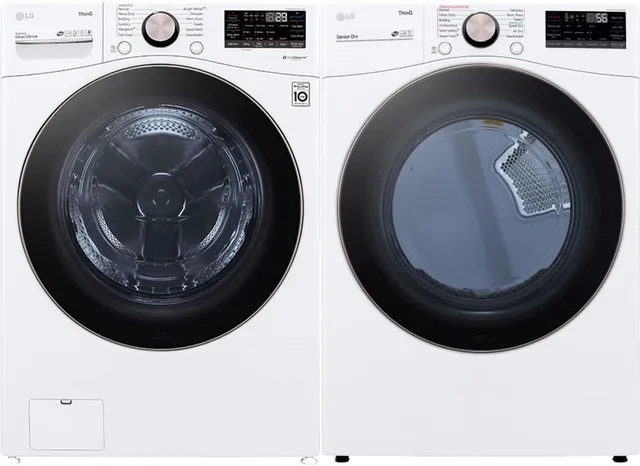 White LG Front Load Washer and Dryer