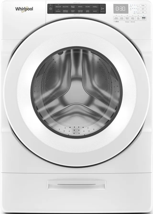 White Whirlpool front load washer