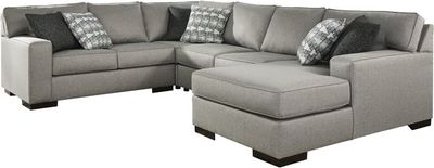front view of the Benchcraft® Marsing Nuvella Slate 4-Piece Sectional with Chaise