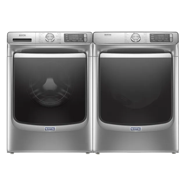 Steel front load washer and dryer