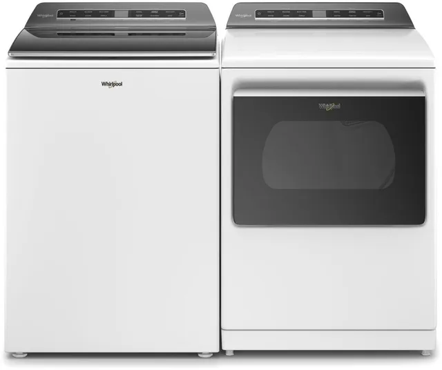Whirlpool white top load washer and dryer