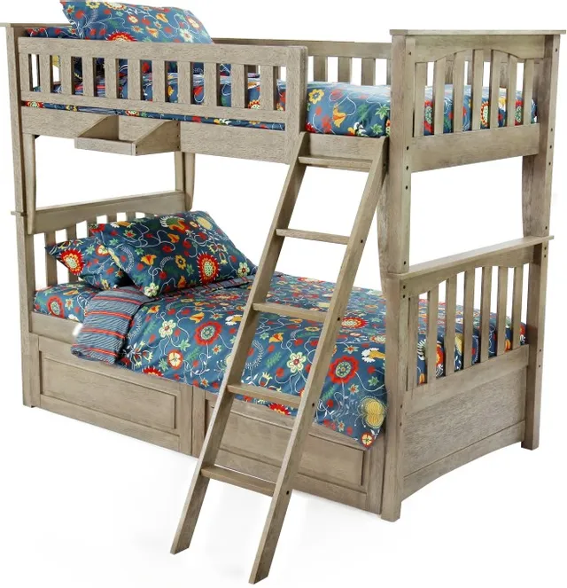 Roby's Furniture Wood twin over twin bunk bed with storage drawers