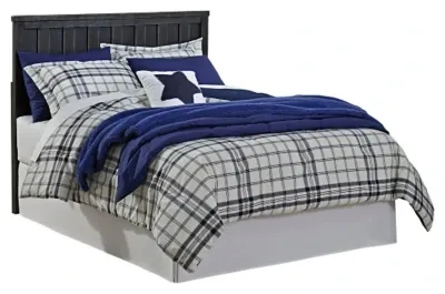 The Ashley Juararo panel headboard featured with bedding