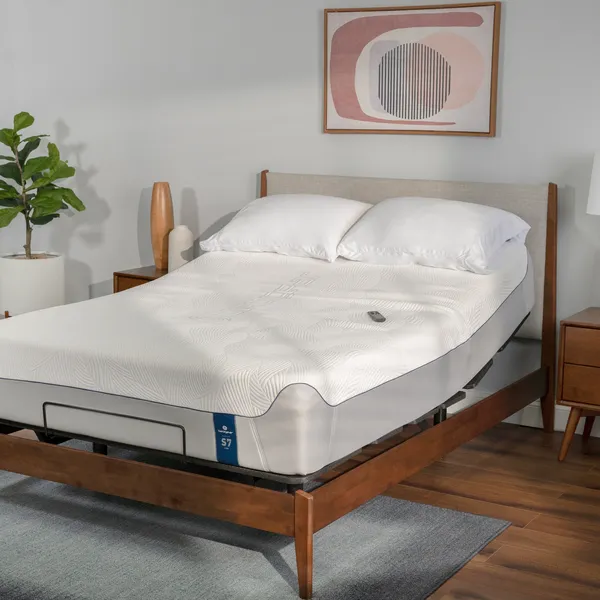 The BEDGEAR Flex L adjustable bed and mattress in a bedroom 