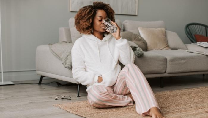 Woman drinking a glass of water