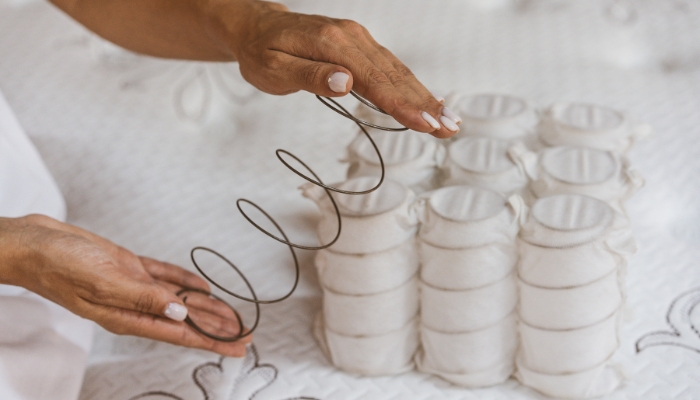 Closeup of a pocketed coil spring