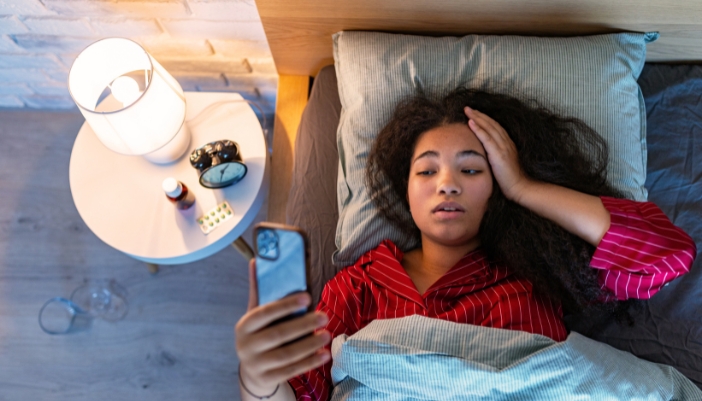 Woman surprised at her sleep tracker results