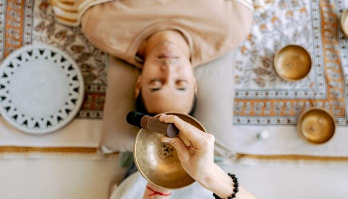 Man lying down during meditation technique