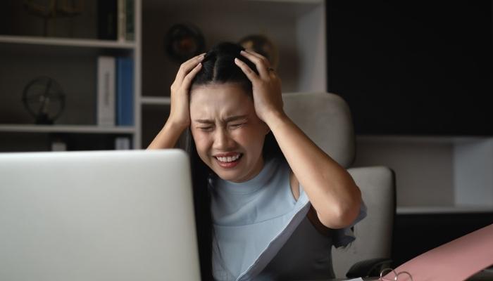 woman stressed at work