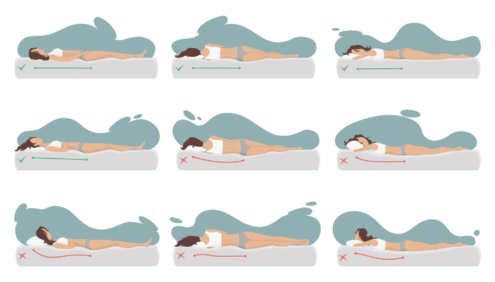 An infographic with sleep positions showing the best neutral alignment