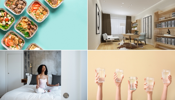 A collage of different good sleep habits