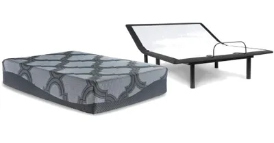 Front view of the Sierra Sleep by Ashley 2-piece queen mattress and adjustable base set