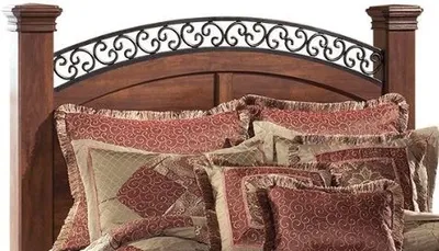 The Signature Design by Ashley Timberline collection poster headboard with bedding 