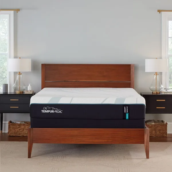 The Tempur-Pedic TEMPUR-Adapt medium mattress in a bedroom 