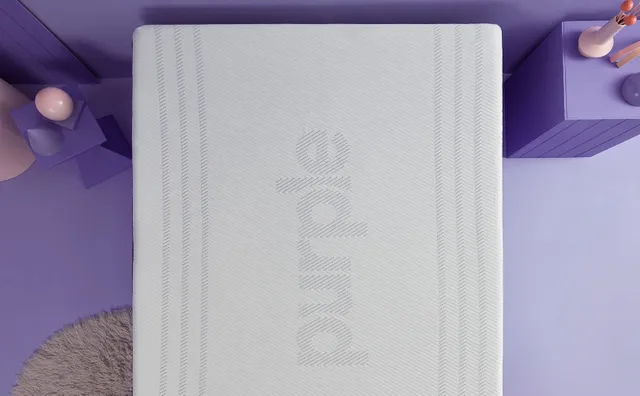 An overhead view of a Purple bed in a box mattress 