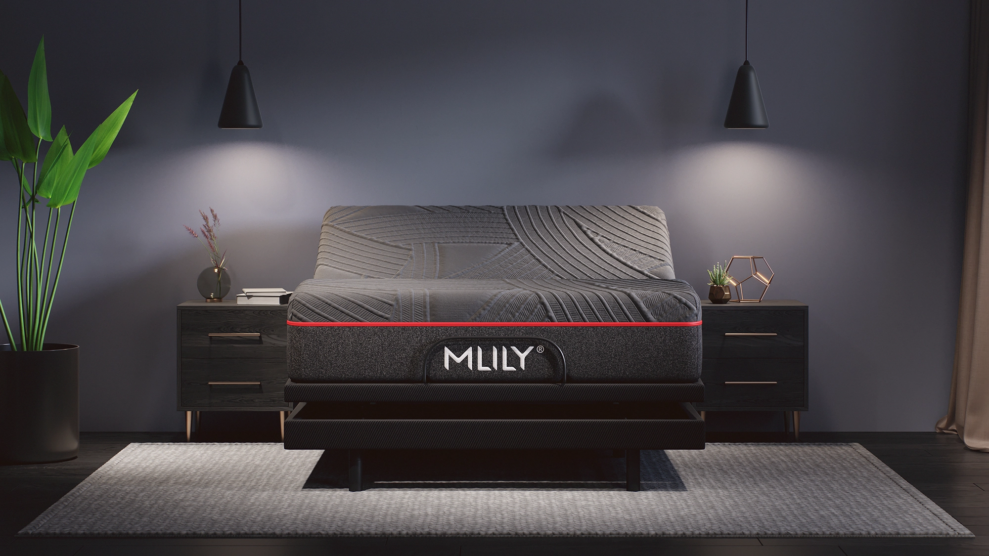 An MLILY PowerCool mattress shown in a showroom 