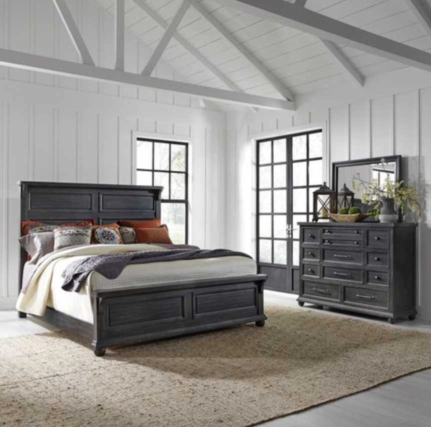 The Liberty Furniture Harvest Home collection 3-piece bedroom set featured in a farmhouse-style bedroom