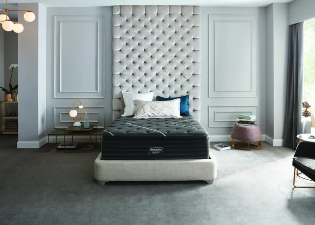 Beautyrest mattress with a tufted headboard 