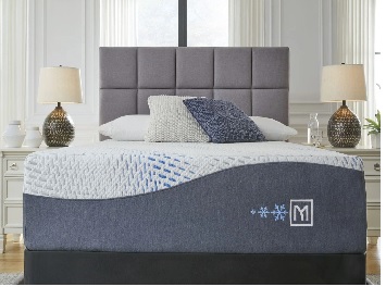 The Sierra Sleep by Ashley Millennium collection hybrid queen-size mattress with décor 