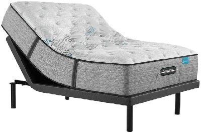 The Beautyrest Harmony Lux hybrid mattress on an adjustable bed frame 
