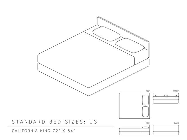 standard infographic of the california king size bed dimensions