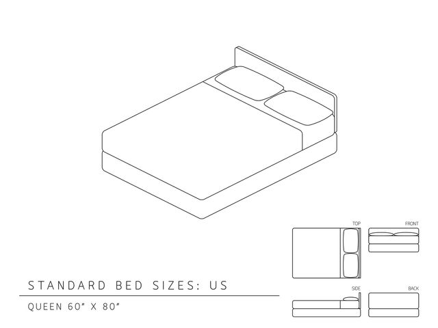 standard infographic of a queen size bed 