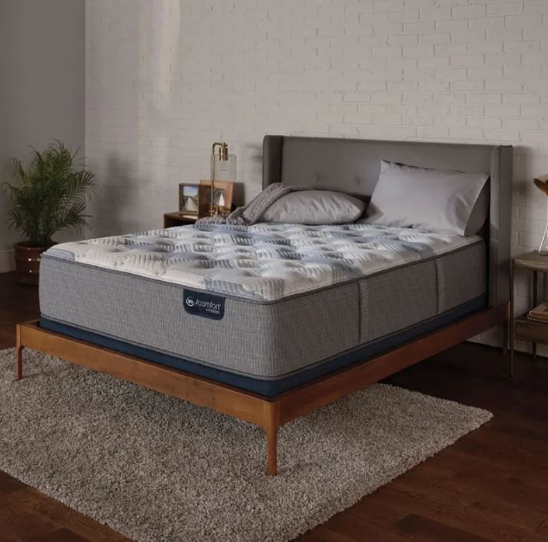 Serta iComform mattress on a wooden bed frame