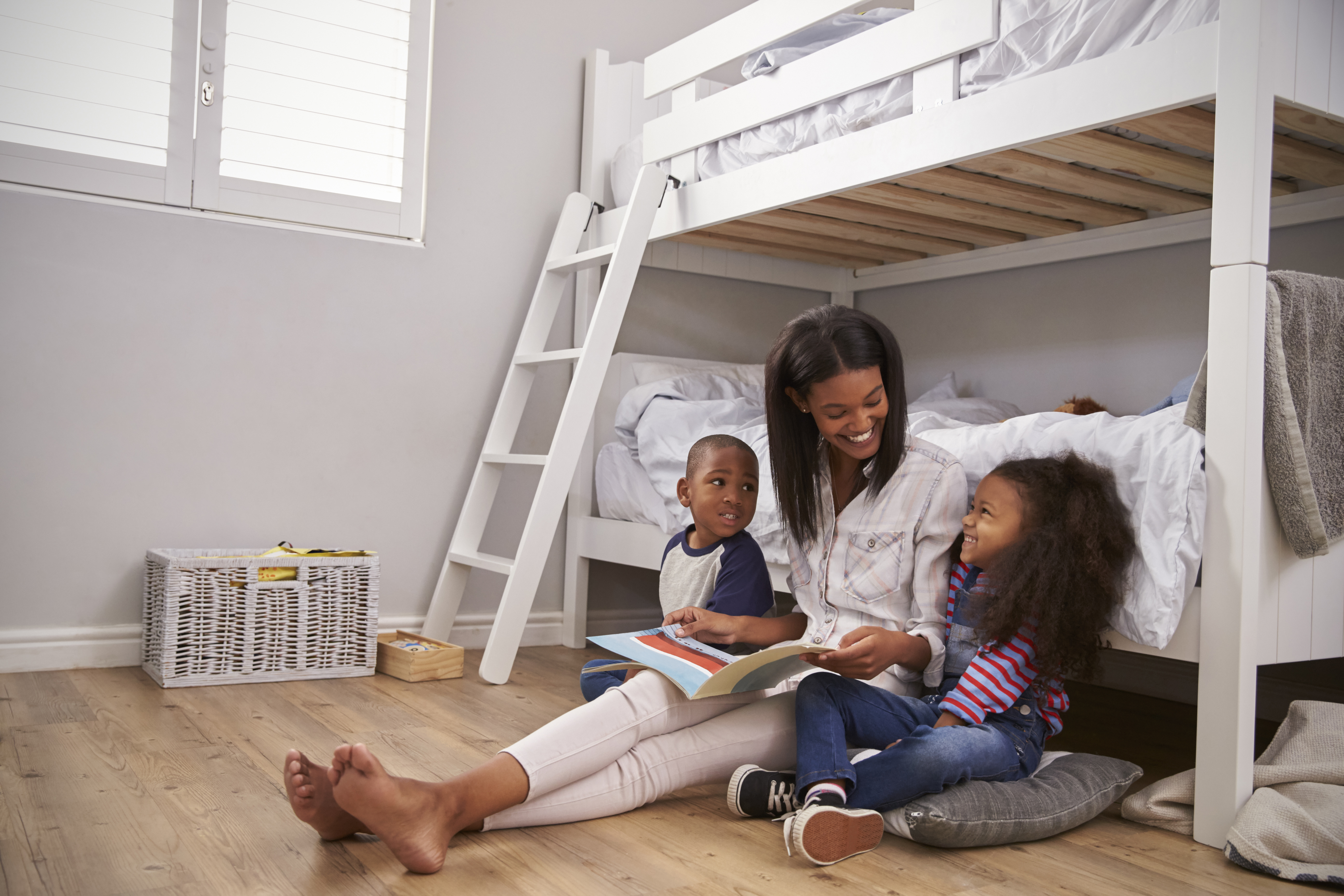 Reading on bunk bed