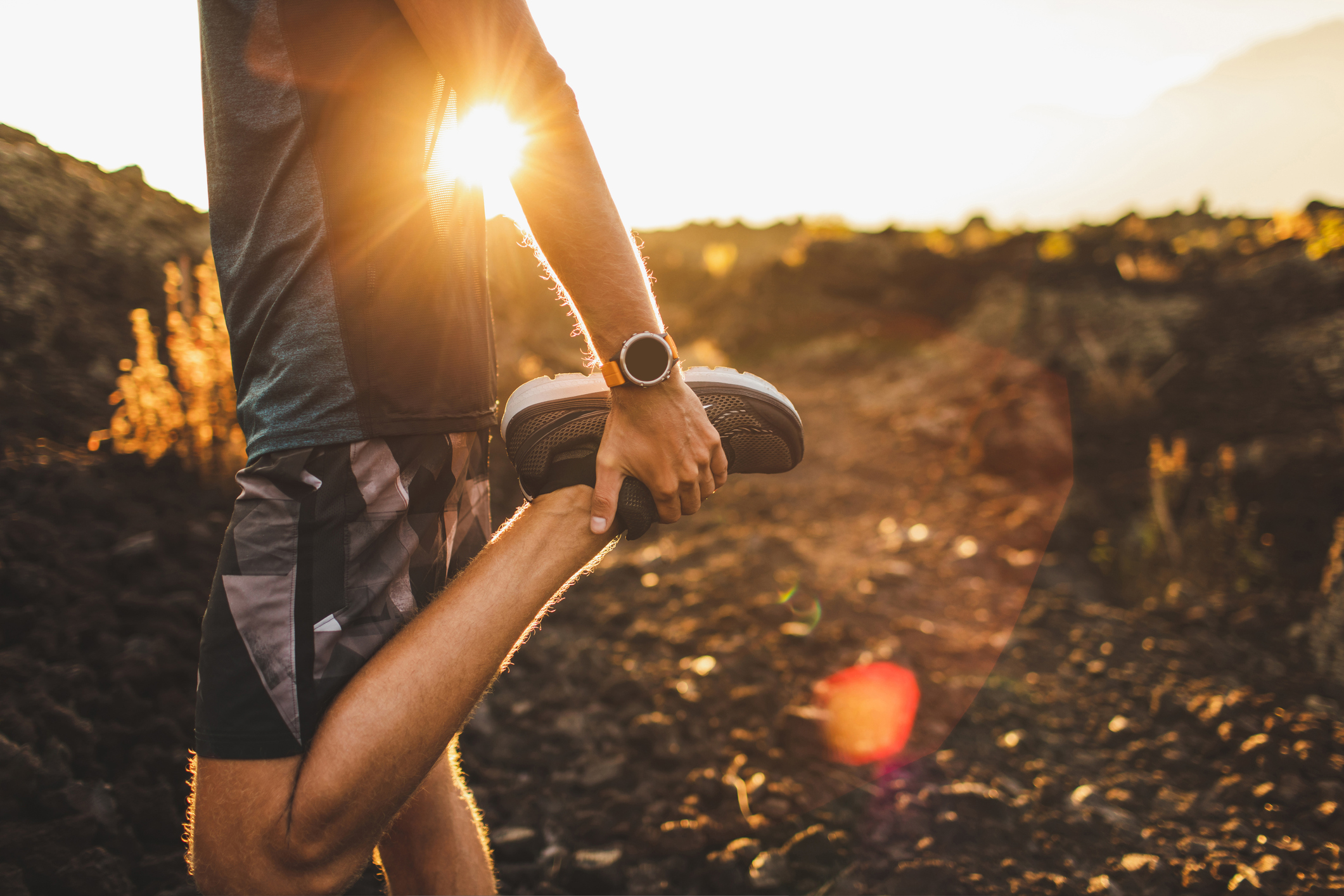 stretching before an evening jog