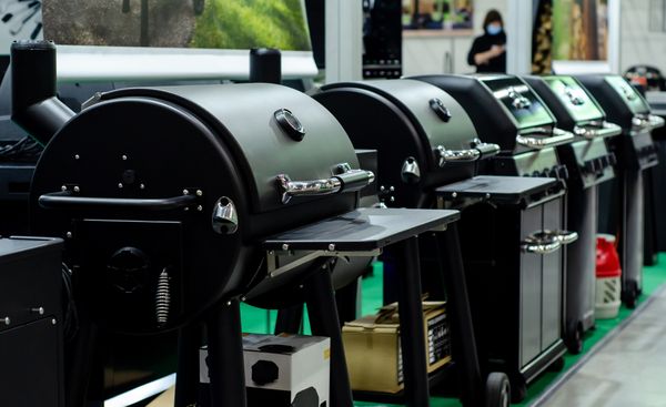 A line of grills in a store 