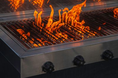 A grill with flames 