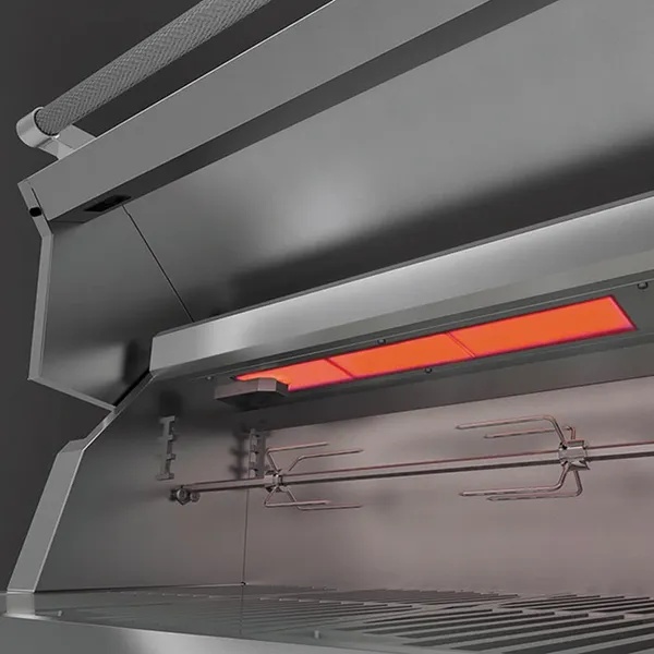 Close-up of the Hestan GABR36-NG-WH infrared burner