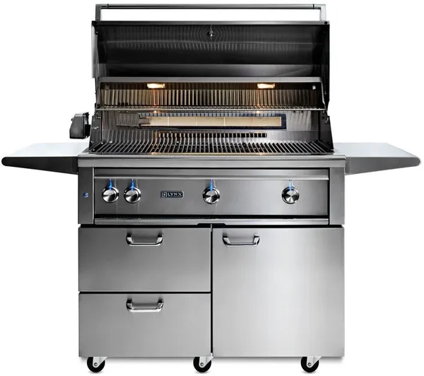 Front view of the open Lynx Professional L42TRF-NG grill  