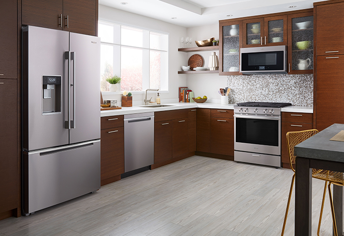 gorgeous contemporary kitchen with a Whirlpool appliance suite