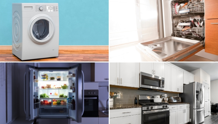 A collage showcasing the appliances that are prone to mold and mildew