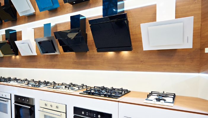 Selection of range hoods in a store