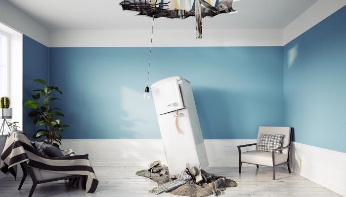 Refrigerator crashing through the ceiling