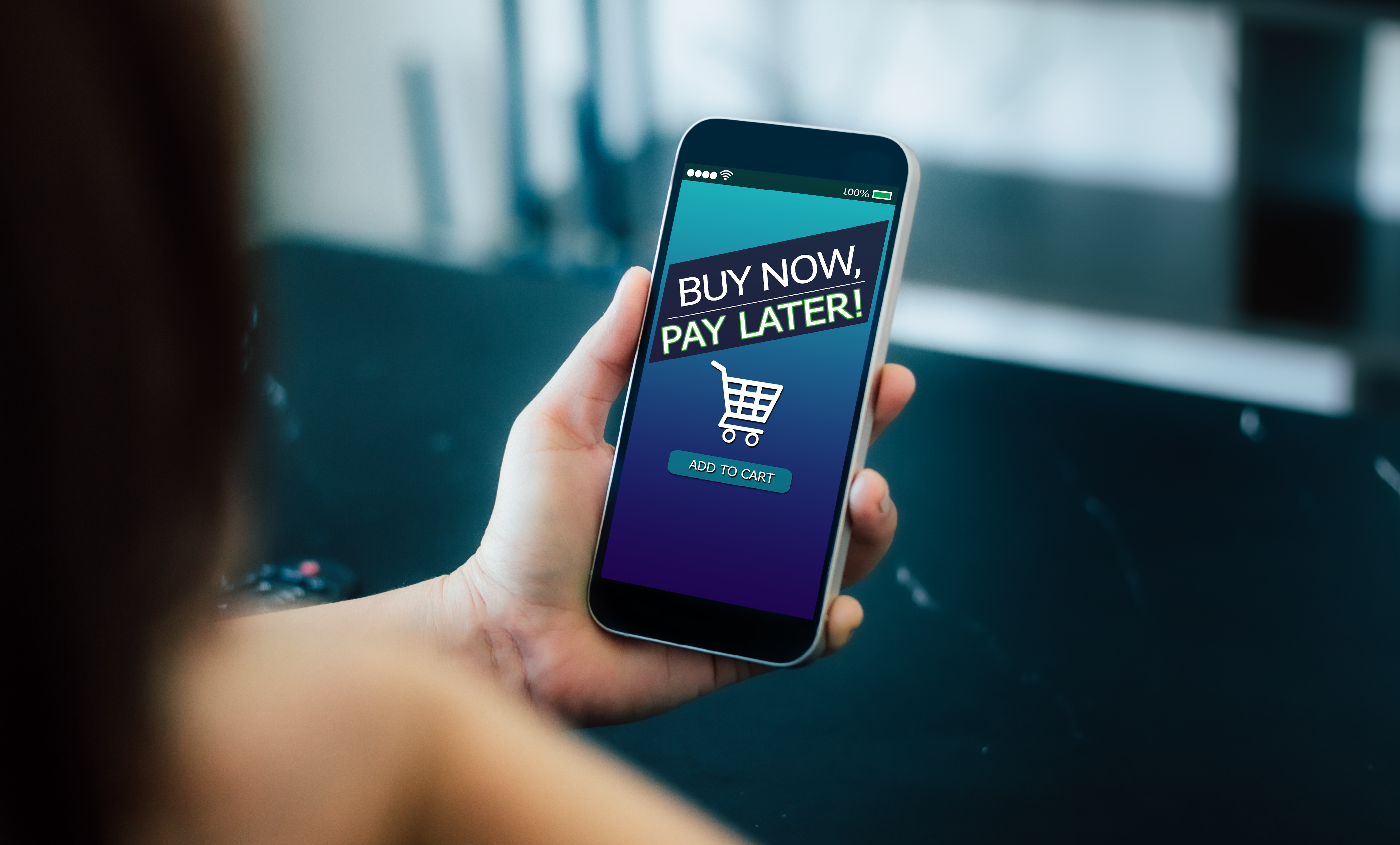 A simulated image of a buy now pay later banner on a smart phone 