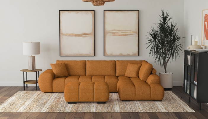 unique orange sofa